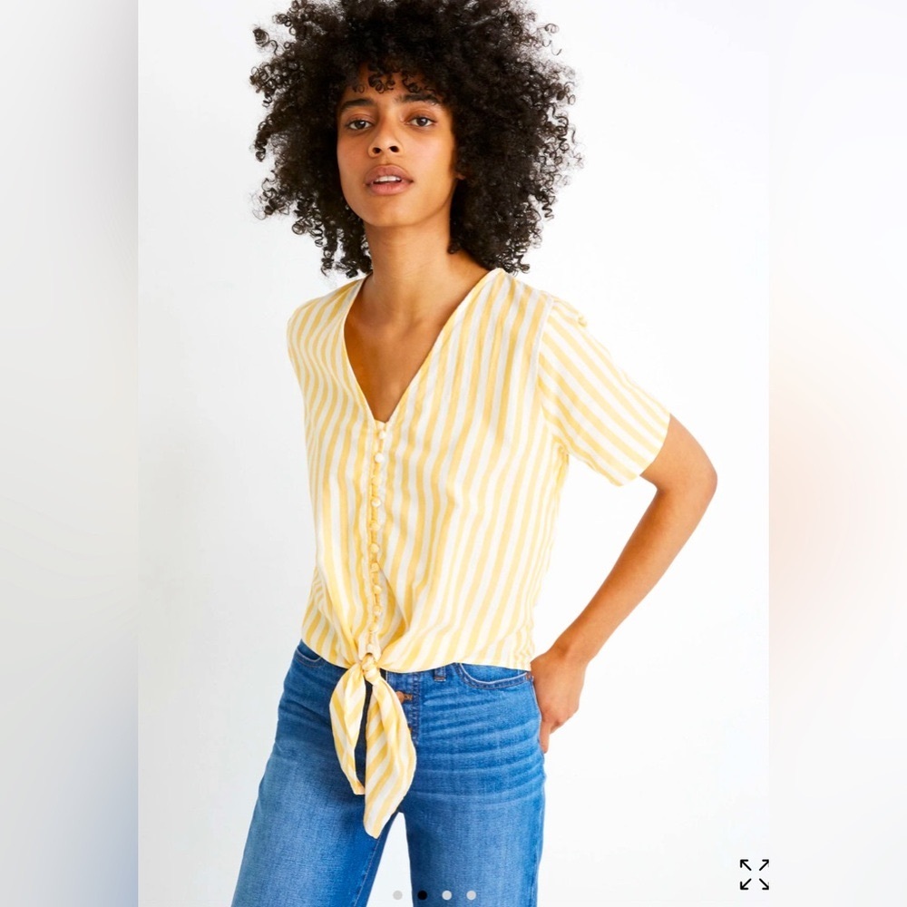 Madewell Yellow Striped Blouse